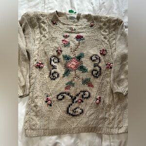 Vintage Shenanigans Sweater Grandma Cottage Core Floral Flowers Size Large NWT